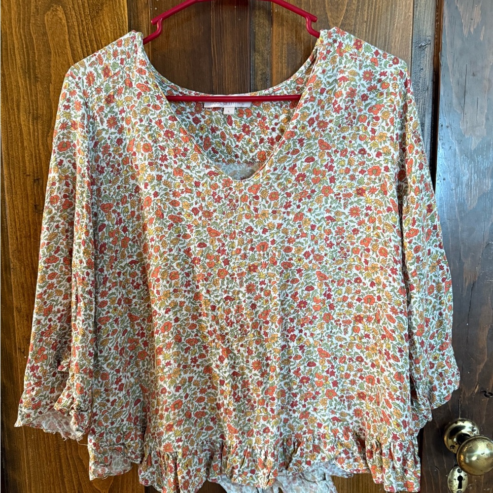 Floral Women's Top - Orange and White